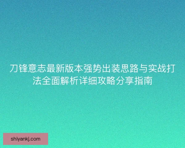 刀锋意志最新版本强势出装思路与实战打法全面解析详细攻略分享指南
