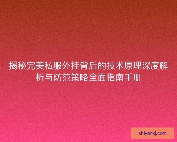揭秘完美私服外挂背后的技术原理深度解析与防范策略全面指南手册 揭秘完美私服外挂背后的技术原理深度解析与防范策略全面指南手册